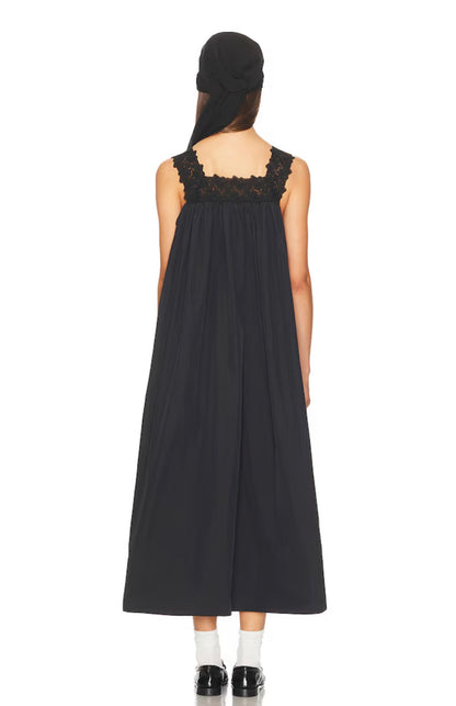 HS Sleeveless Tech Poplin Midi Dress with Lace