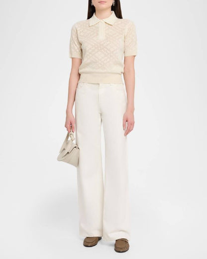 BBR Petra Check-Knit Wool-Silk Polo Shirt