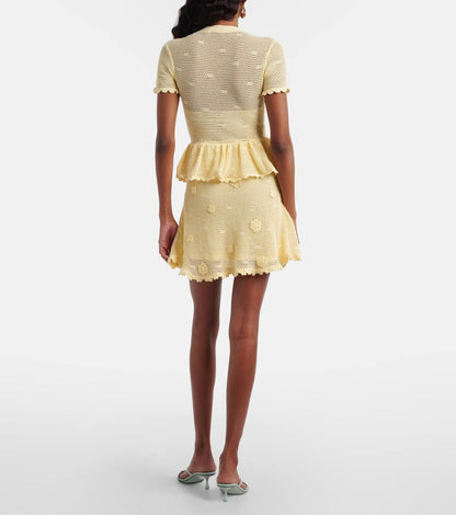 SP Yellow Crochet Floral Mini | Midi Dress