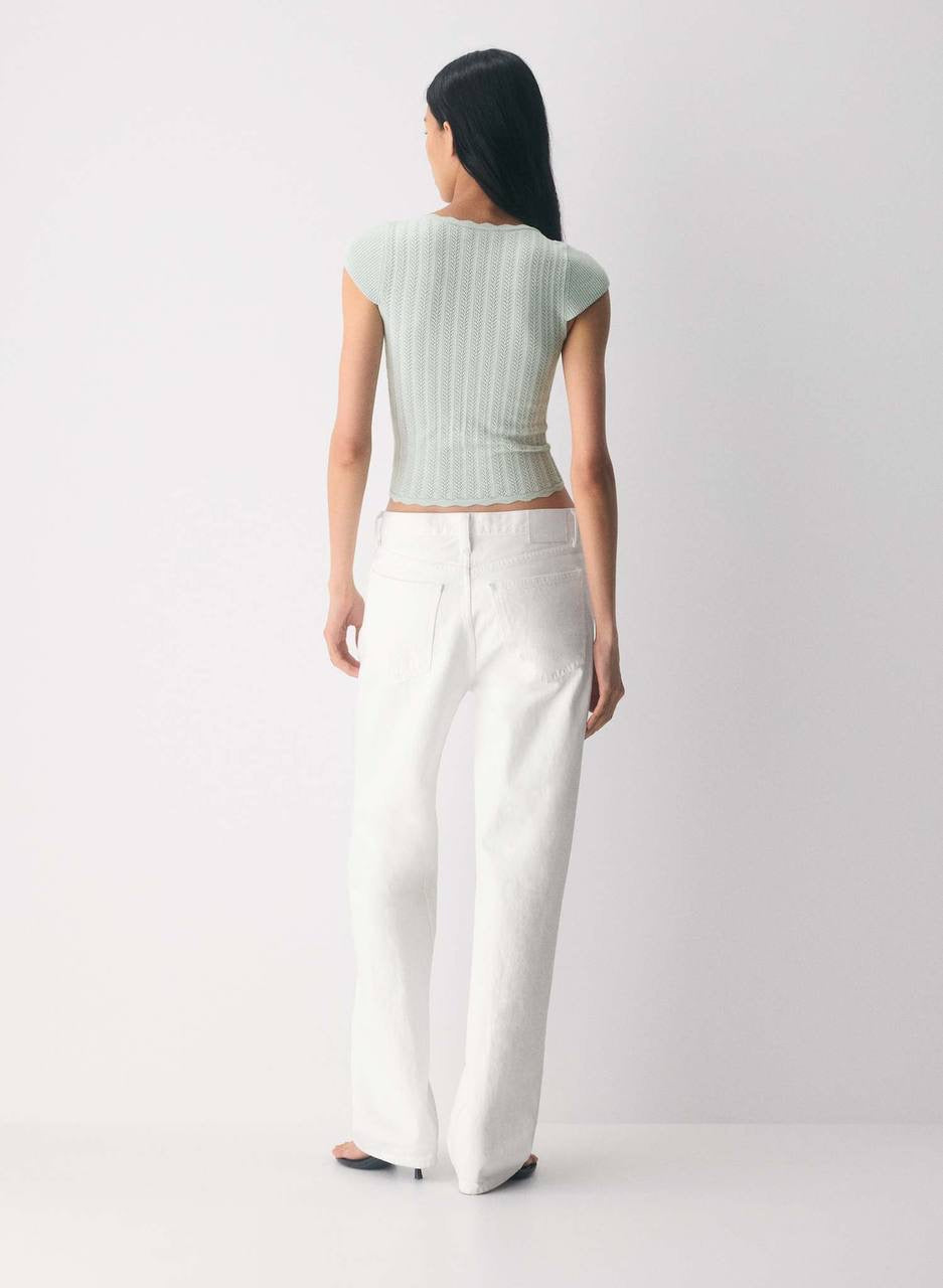 ARZ Soloist Wonder Yarn Viscose-blend Short Sleeve Sweater Top