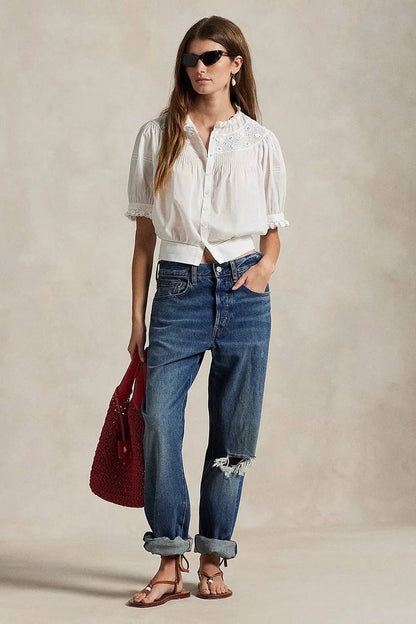 RL Mical Cotton Voile Short Sleeve Blouse