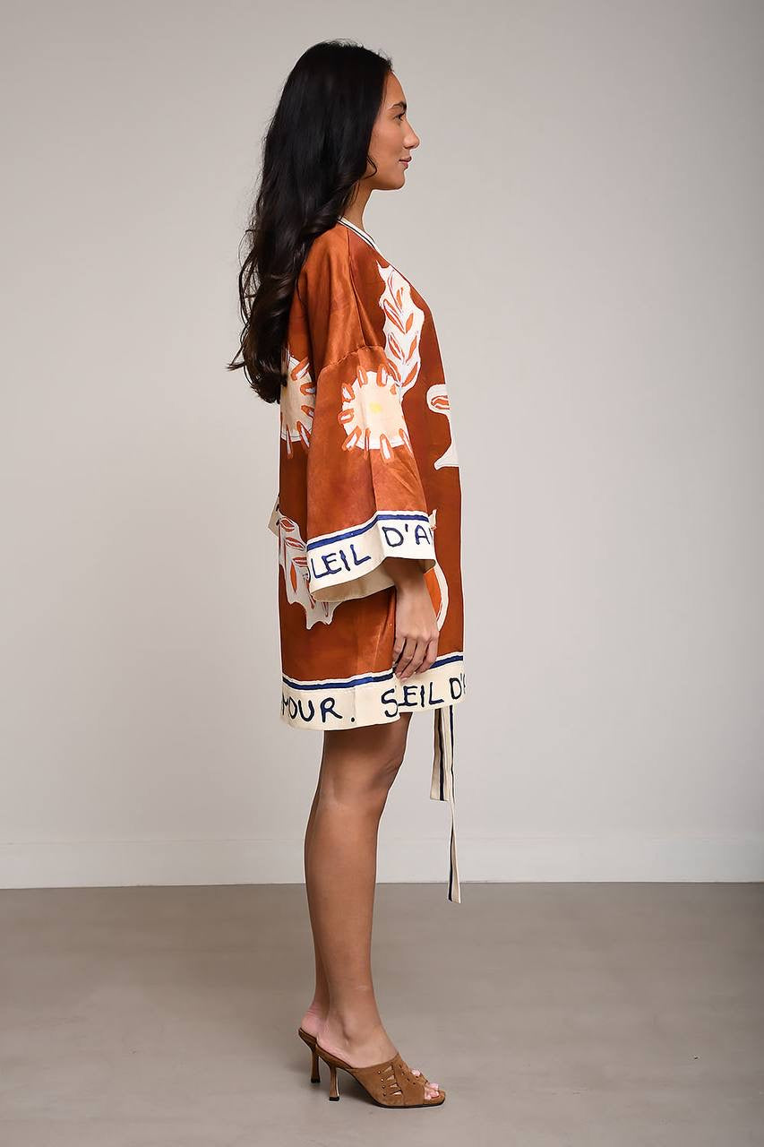 ALM Soleil D'Amour Hemp-silk Wrap Mini Dress / Long Top