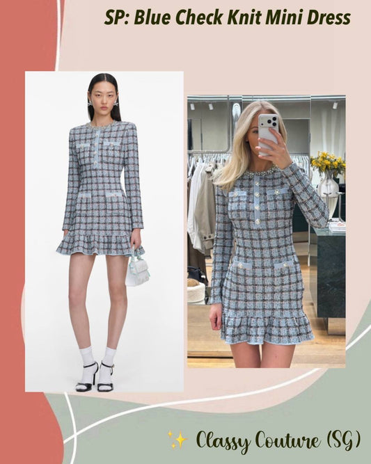 SP Blue Check Knit Mini Dress