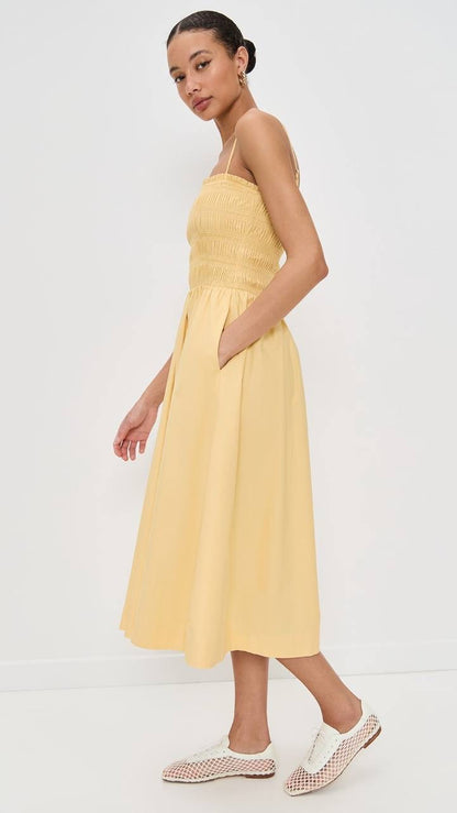 Ref Kerrie Smocked Cotton Midi Dress