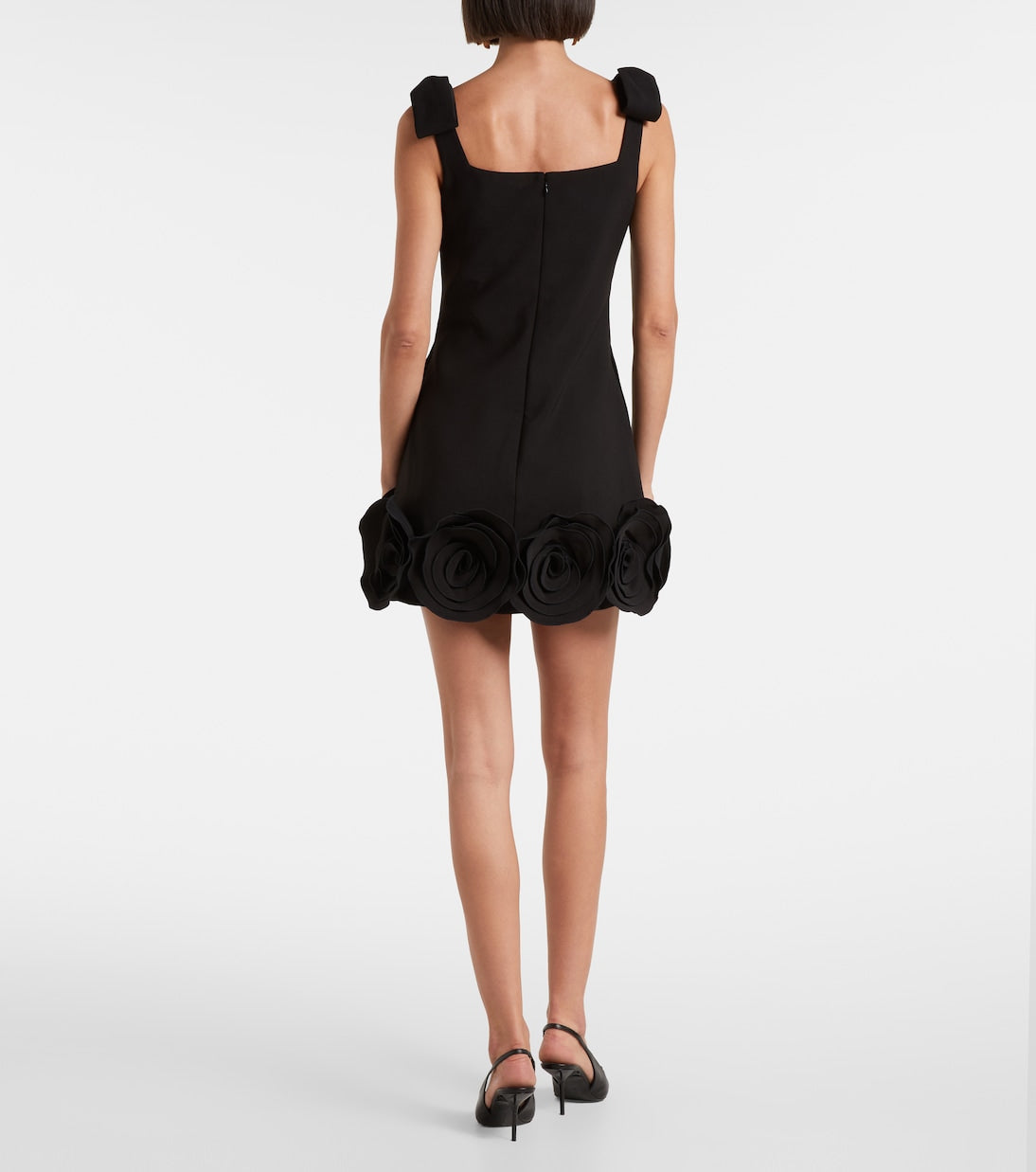 SP Black Crepe 3D Flower Mini Dress