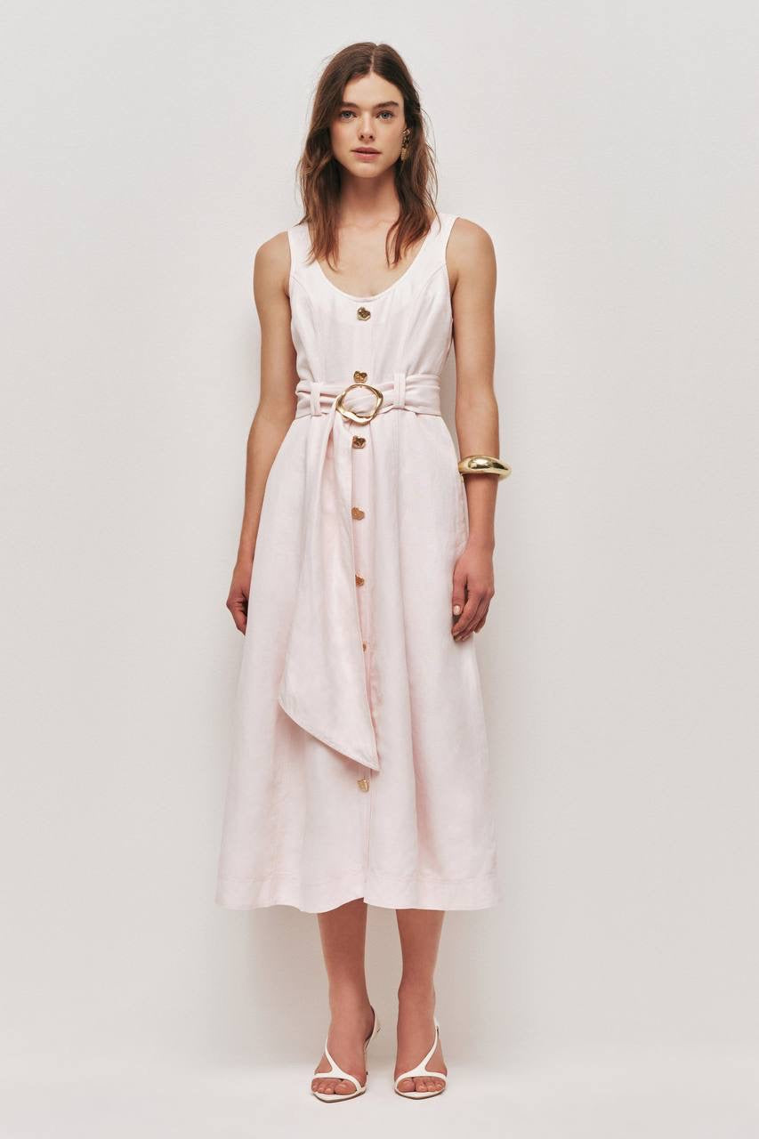 AJ Leonie Linen-blend Midi Dress