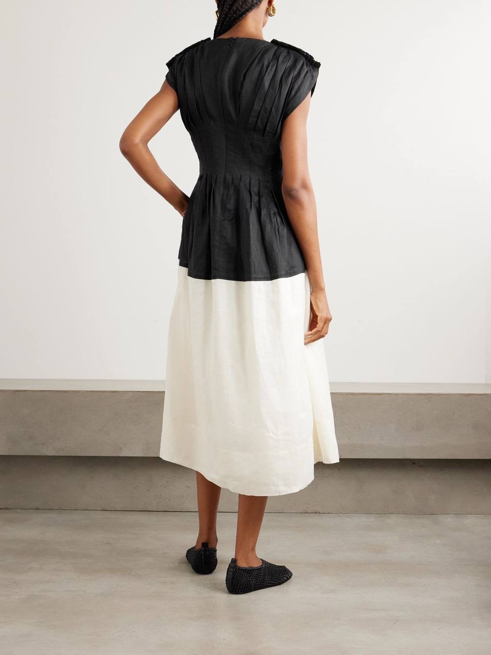 SE Nicola Ramie Contrast Midi Dress