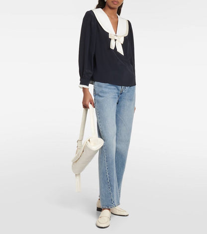 RX Eimer Bow-Embellished Silk Top
