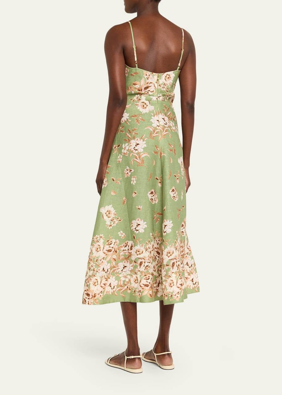 CC Mae Floral Linen Midi Dress