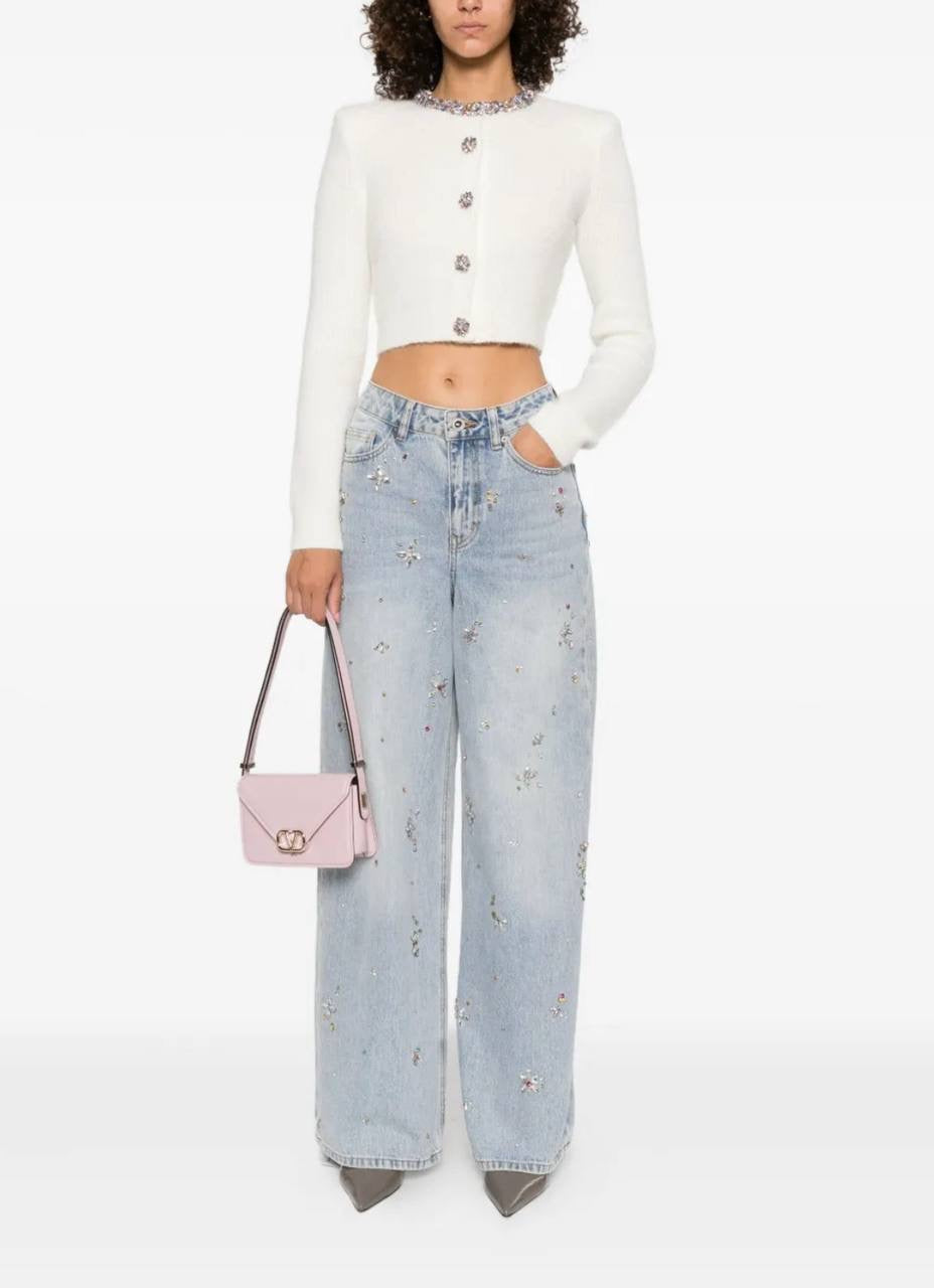 SP Embellished High Waist Jeans in Light Blue Wash