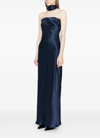 SALE! Oren Strapless Bandeau Silk Maxi Dress with Scarf