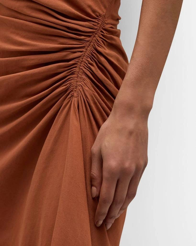 ALC Poppy Viscose-Linen One Shoulder Ruched Mini Dress