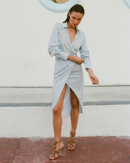 VB Afton Sheath Cotton-Blend Wrap Midi Dress