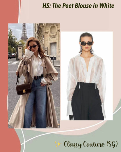 HS The Poet Sheer Lyocell Blouse Top in White