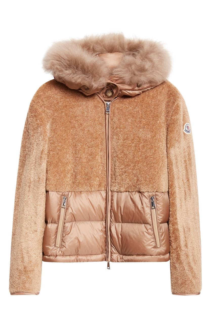 MC Marne Mixed Media Down Jacket with Removable Fur-trimmed Hood