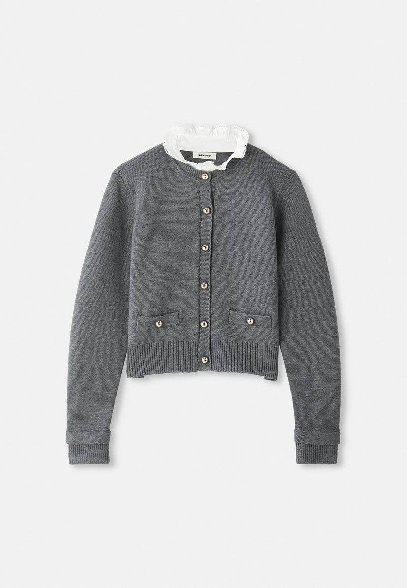 SD Grey Fine Knit Removable Collar Cardigan