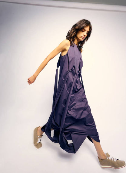 TB Eco Poplin Halter Paneled Midi Dress