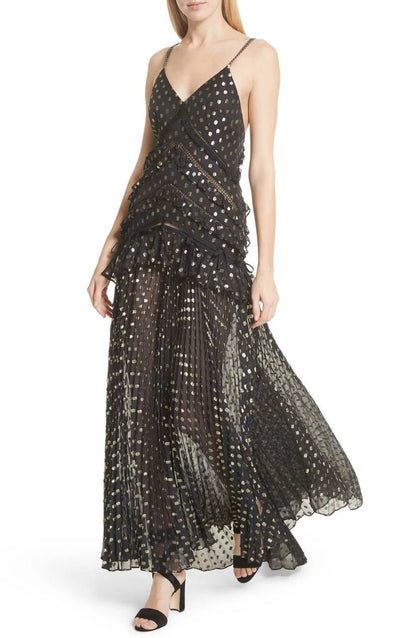 SP Black Metallic Gold Polka Dot Maxi Dress