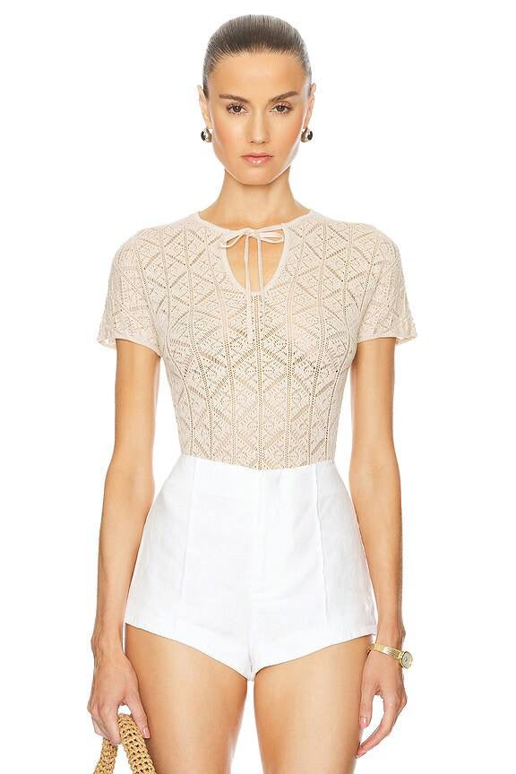 LA Tillie Cotton-blend Open-knit Top