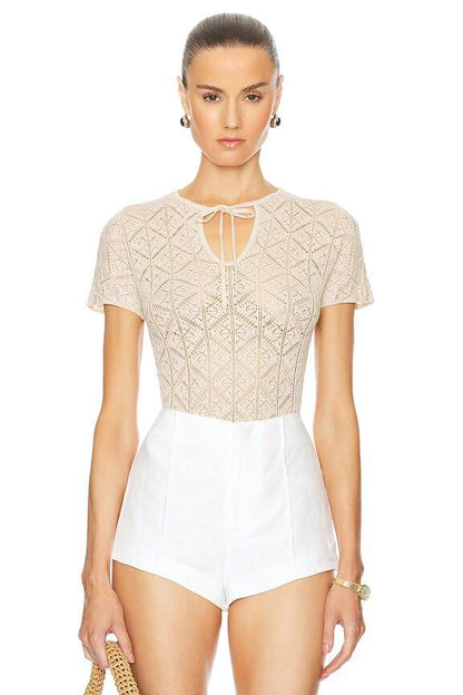 LA Tillie Cotton-blend Open-knit Top
