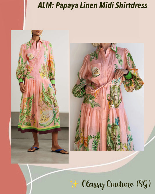 ALM Papaya Linen Shirtdress Midi Dress