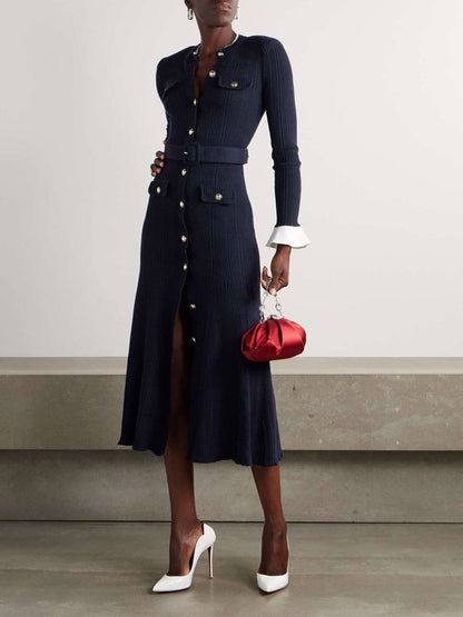 SP Navy Viscose Knit Mini | Midi Dress