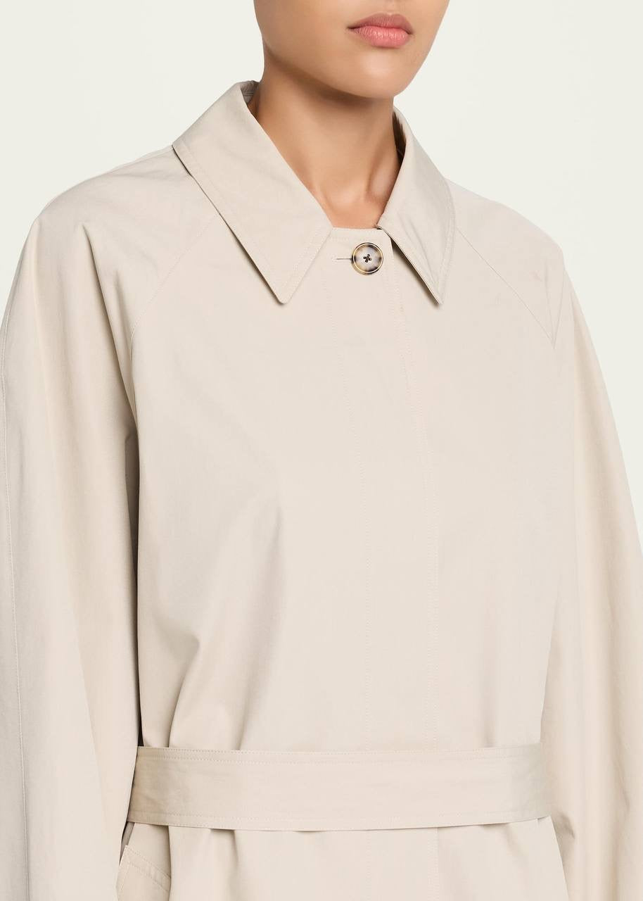 TR Amaya Washed Cotton Trench Car Coat in Beige (lining replaced)