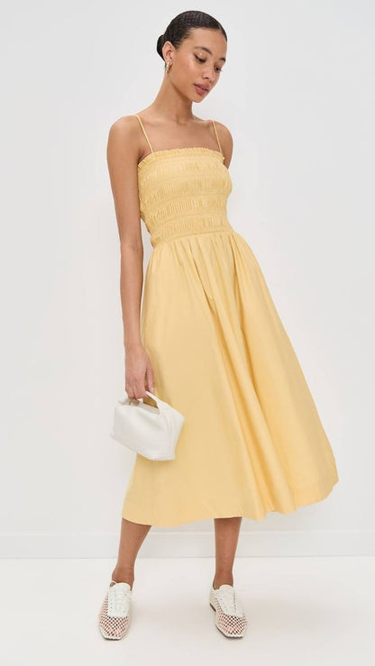 Ref Kerrie Smocked Cotton Midi Dress
