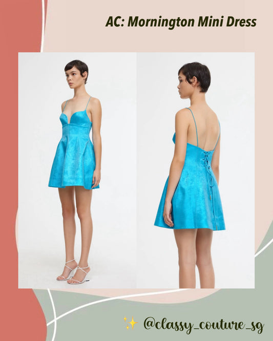 AC Mornington Mini Dress in Cyan Metallic Blue