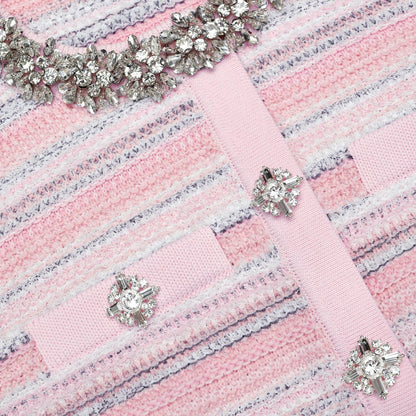 SP Pink Textured Knit Cropped Cardigan & Mini Skirt Set