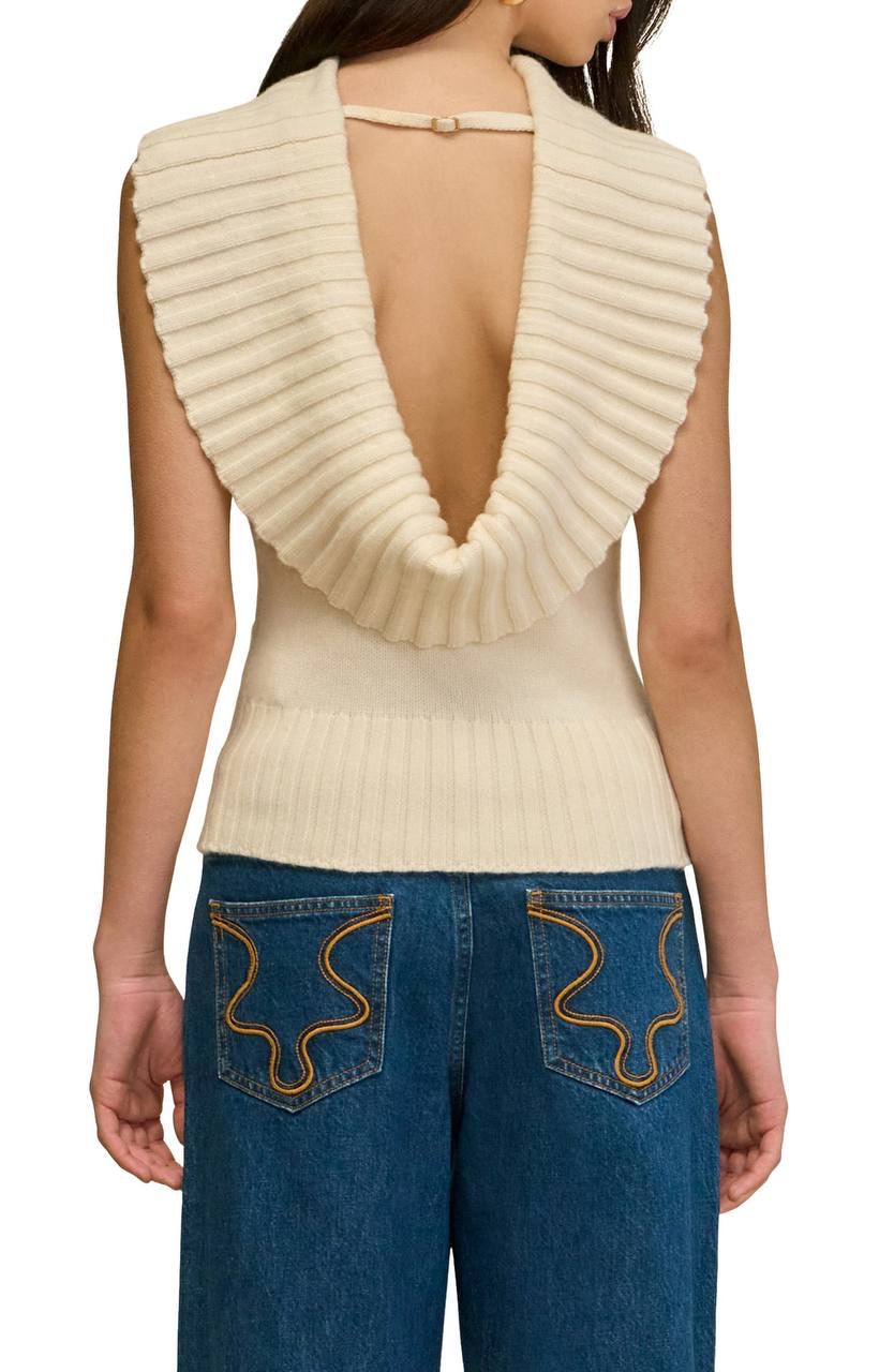 CG Chen Cowl Neck Wool-Cotton Blend Top