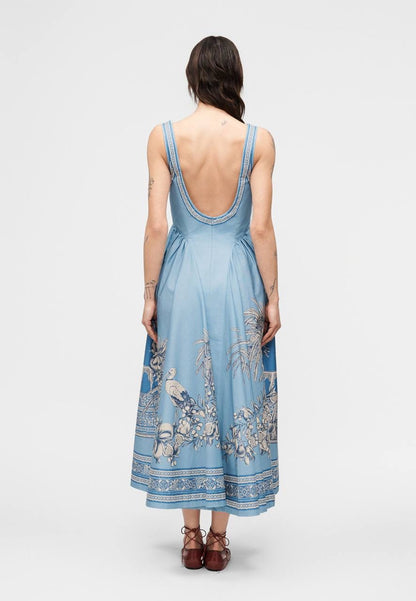 ALM Villa Romantica Sleeveless Cotton Poplin Scoop back Midi Dress