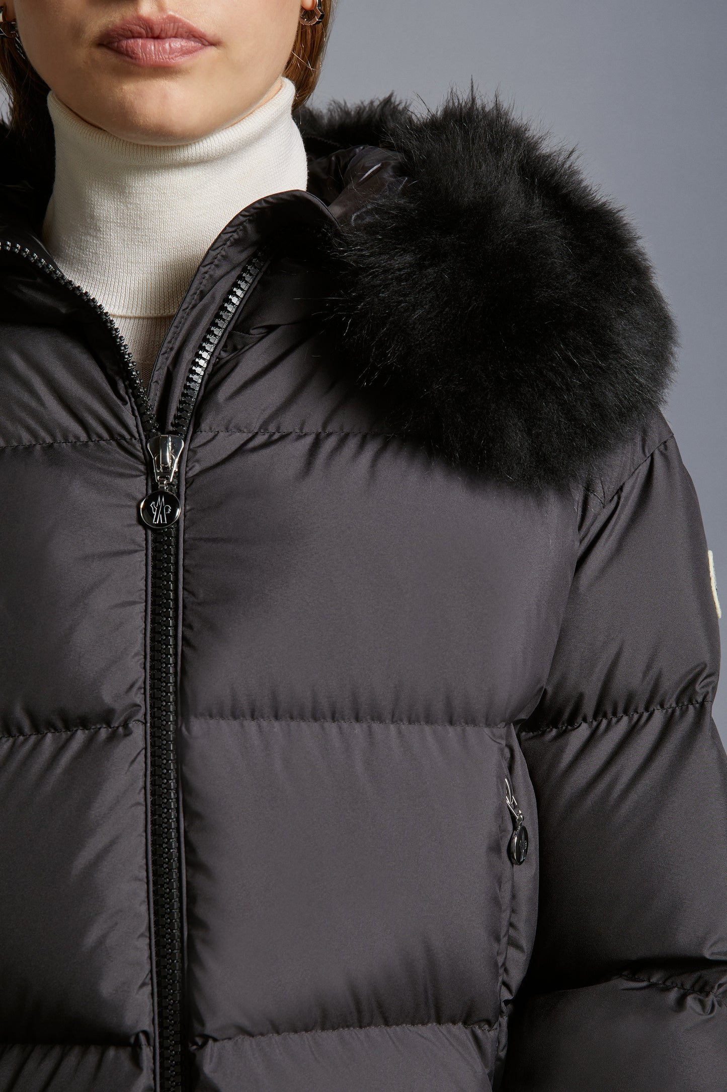 MC Mino Hooded Down Jacket with Detachable Goat Fur Trim