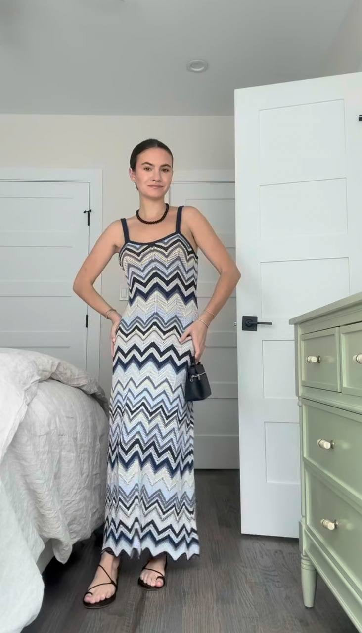 MJ Metallic Crochet-Knit Mizag Sleeveless Top | Rizag Strappy Midi Dress