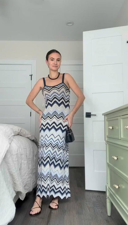 MJ Metallic Crochet-Knit Mizag Sleeveless Top | Rizag Strappy Midi Dress