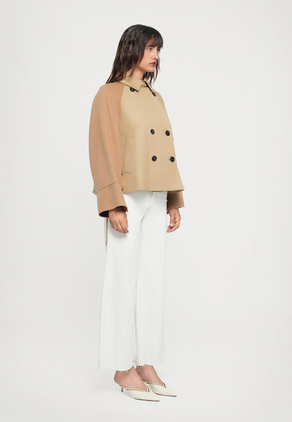 MM Gabardine Double Breasted Trench Short Coat Jacket
