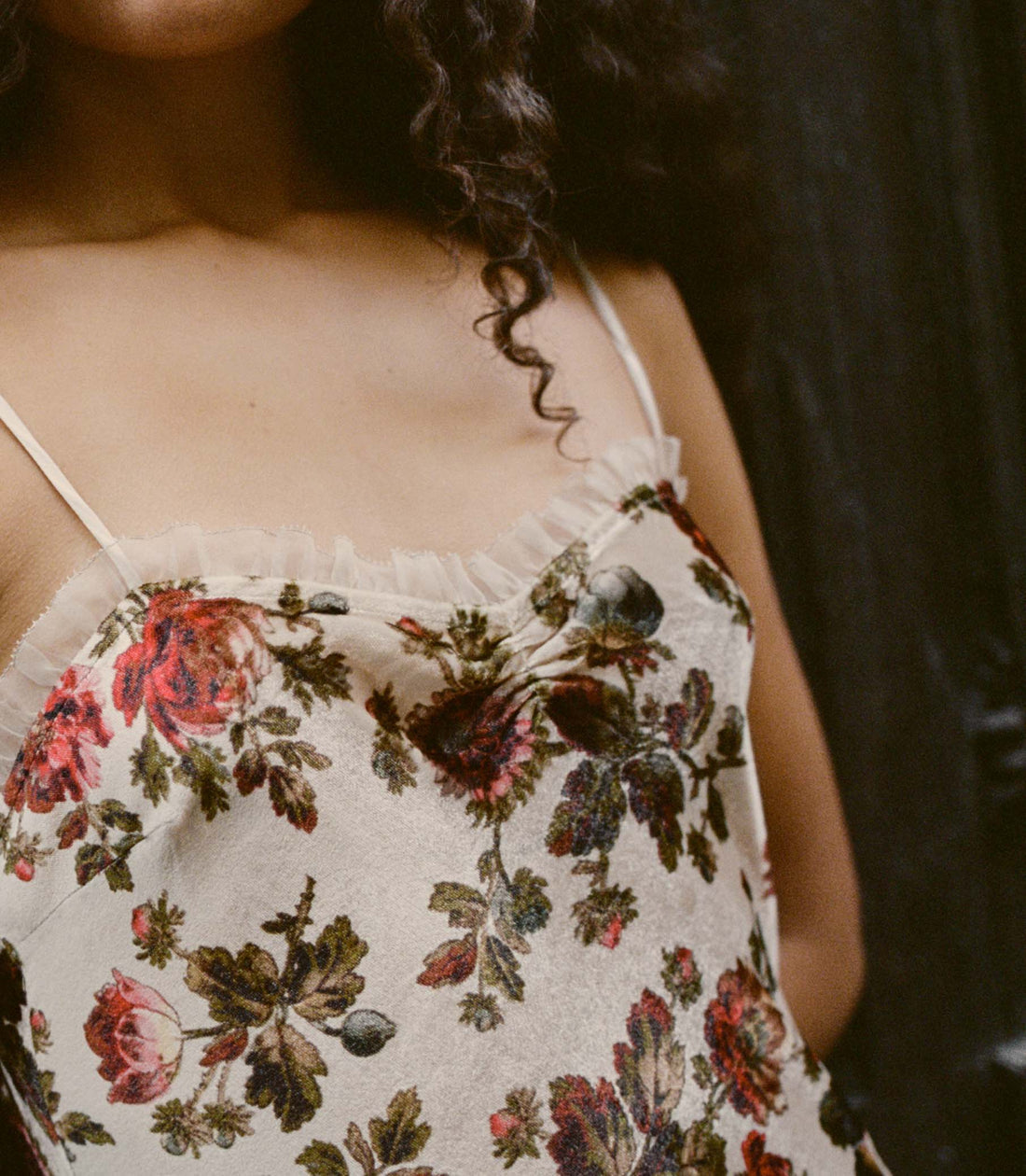 DN Calsi Silk Velvet Midi Dress in Primrose Garden Floral