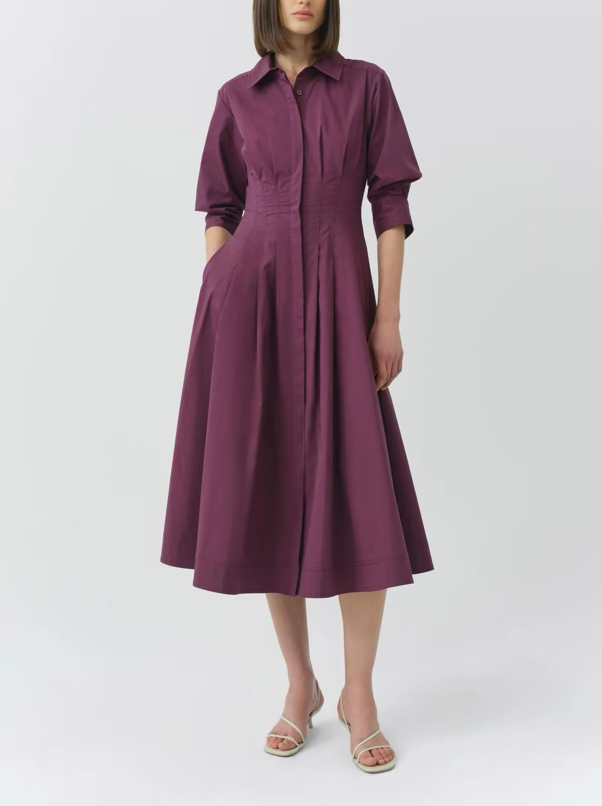 (PART 1/2) SK Jazz Pintuck Cotton-blend Midi Dress