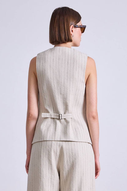 AA Helena Vest Top | Linaza Shorts | Bari Cropped Trousers | Striped Flax Set