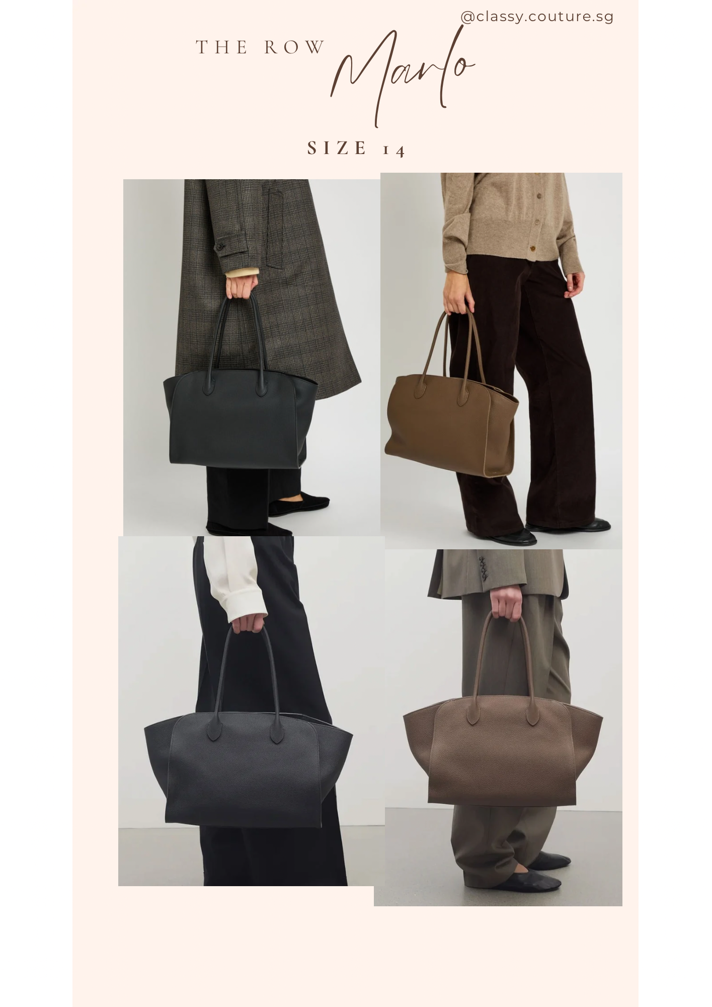 TR Marlo 12 & 14 Bag in Matte Grained Calfskin Leather