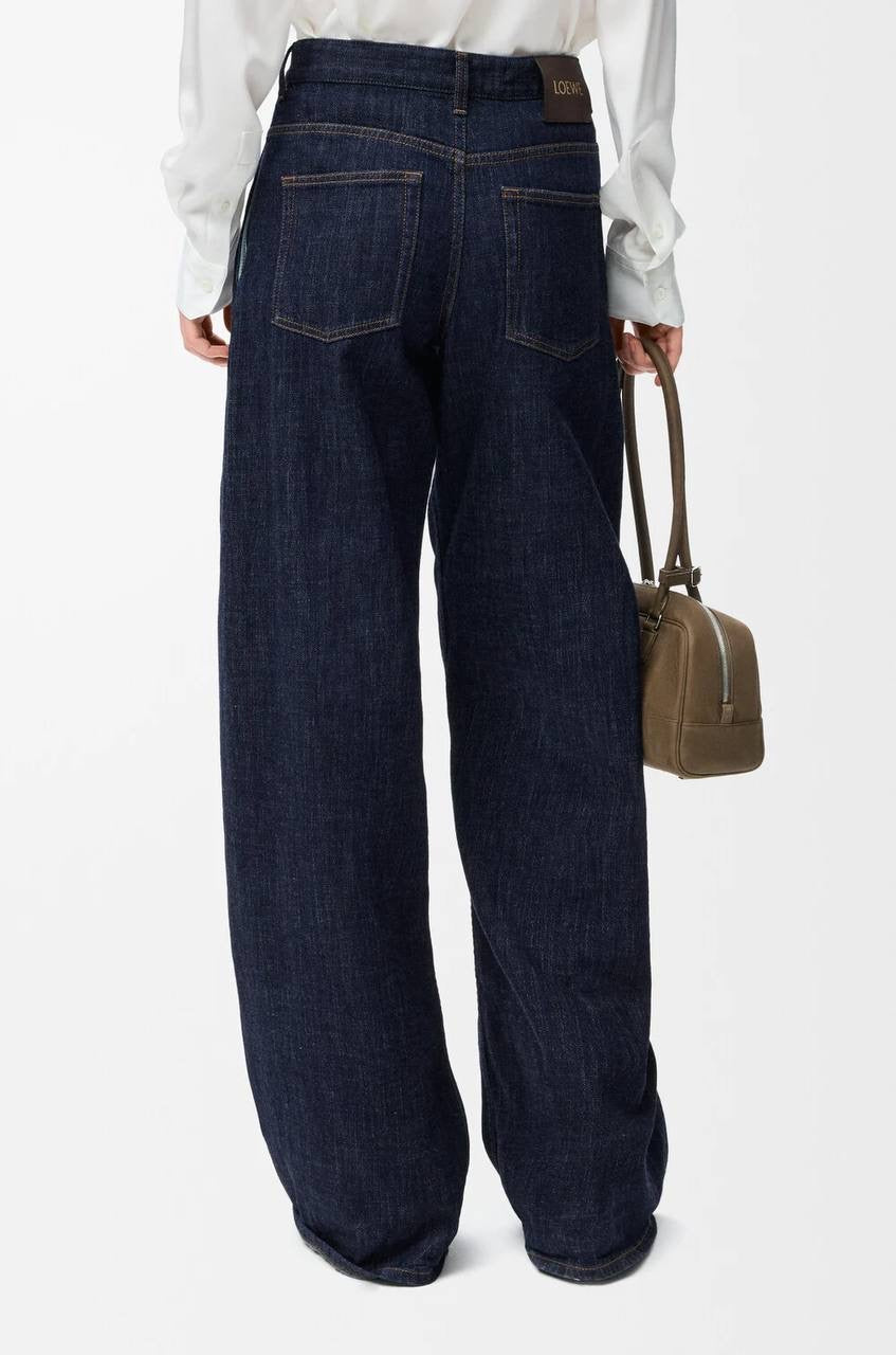 LW Draped Asymmetric Button Shirt | Belted Baggy Pant Jeans | Cotton-blend Denim Set