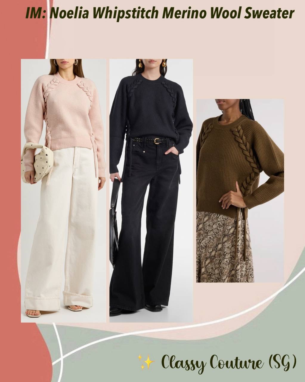 IM Noelia Whipstitch Merino Wool Sweater