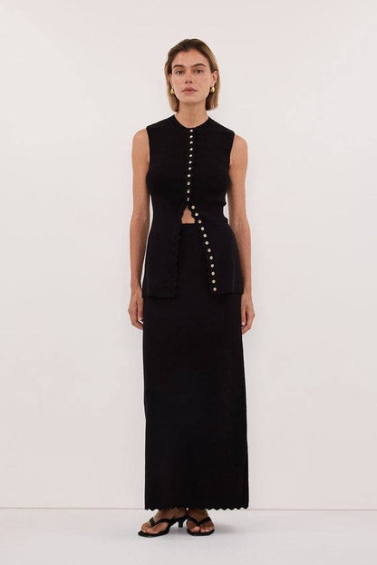 DSH Zoe Scalloped Knit Vest | Midi Maxi Skirt | Stretch-cotton blend Set