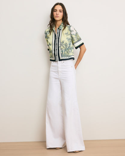 VB Spruce Button Down Silky Twill Cropped Shirt