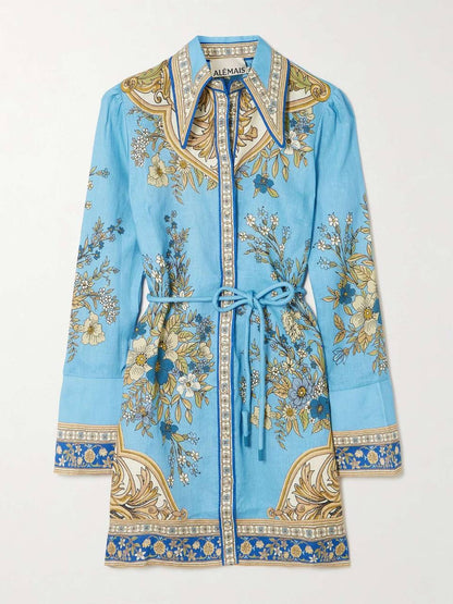 ALM Cassie Floral Linen Mini Dress