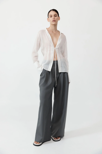 SA Sheer Linen Tie Top