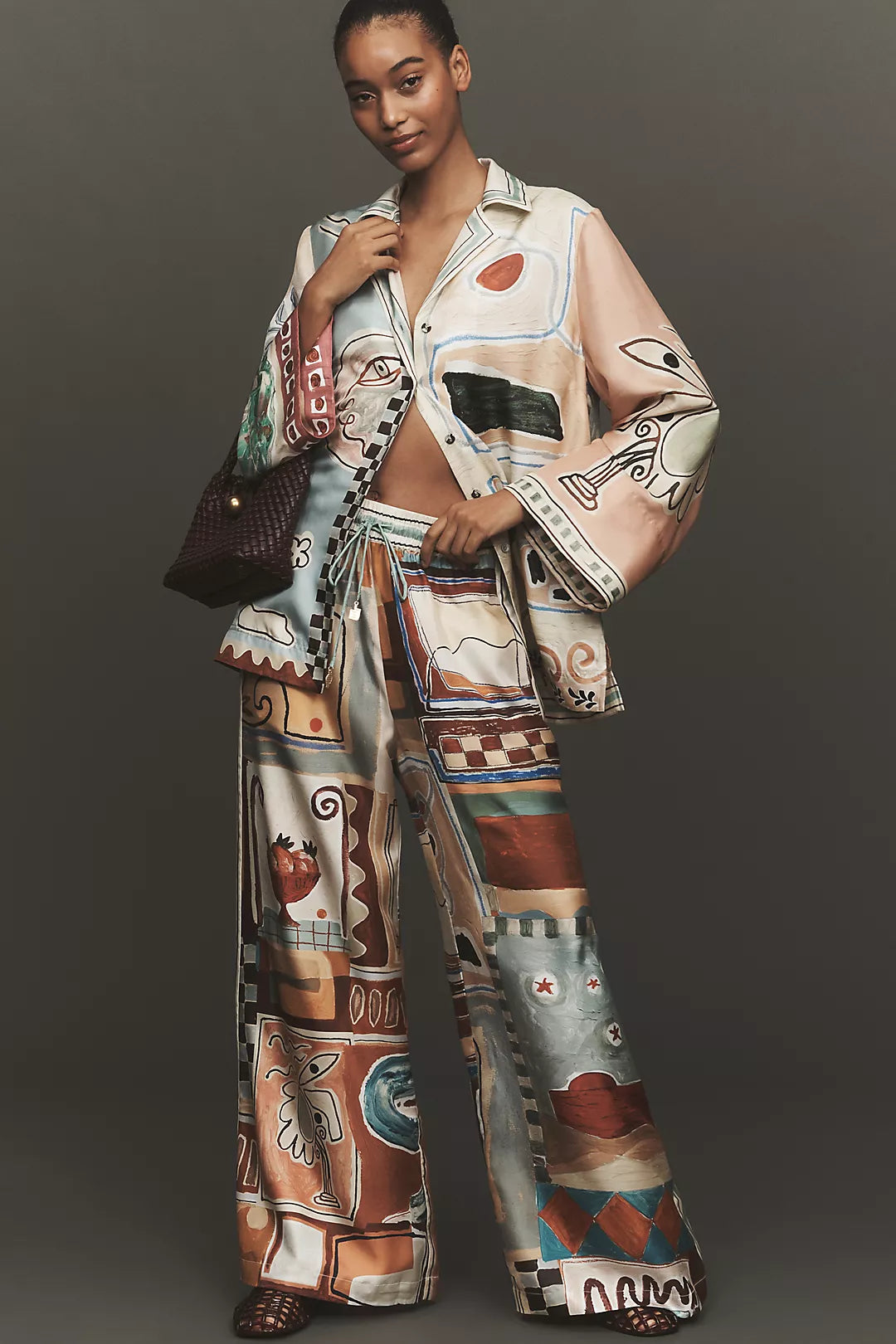 ALM Michelle Silk Shirt | Drawstring Pants | Set