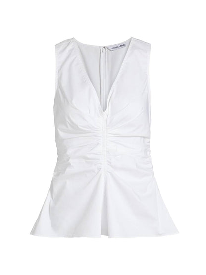 VB Aiden Ruched V-Neck Cotton Top