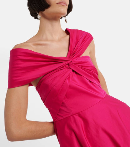 RM Asymmetric Stretching Cotton Poplin Midi Dress
