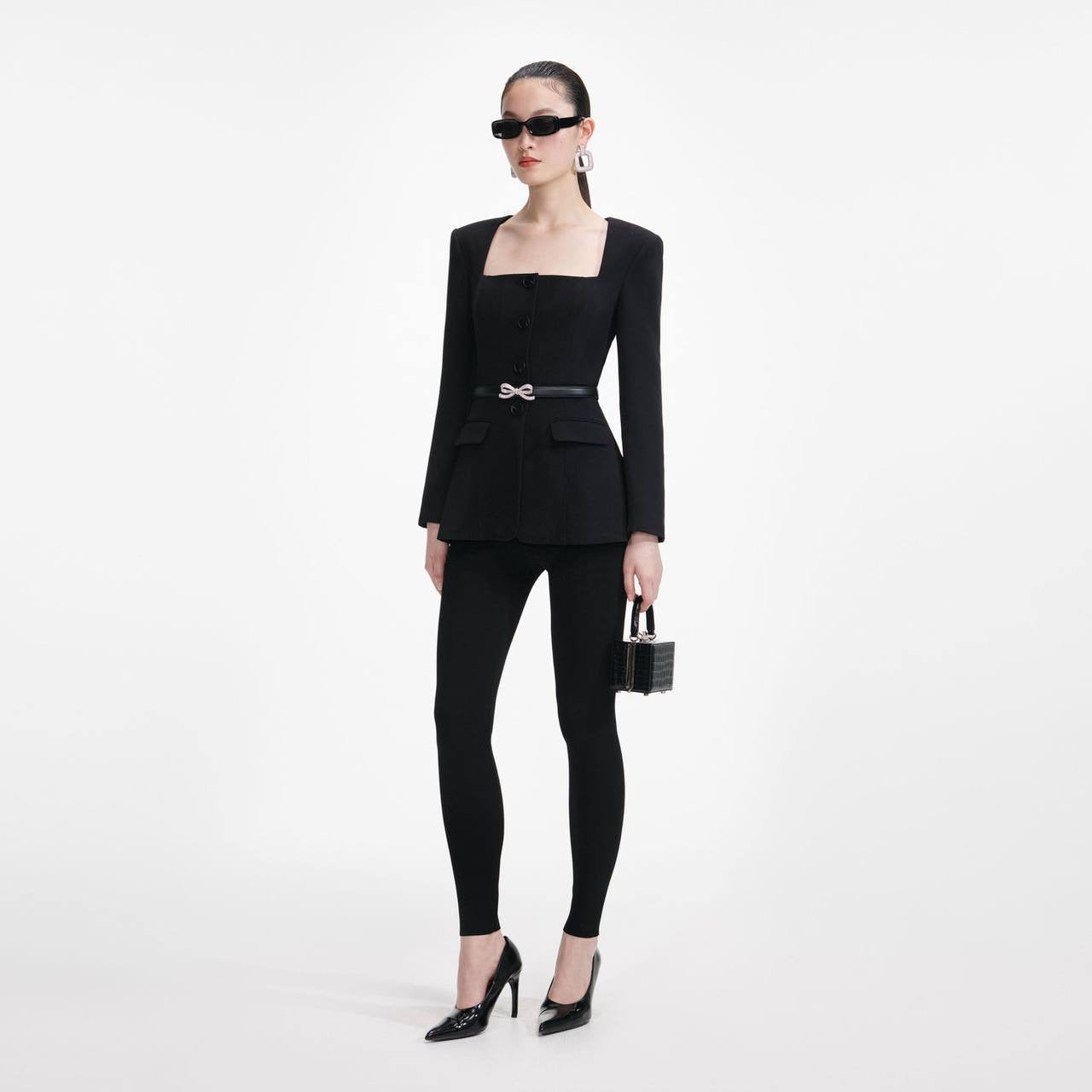 SP Black Crepe Tailored Top